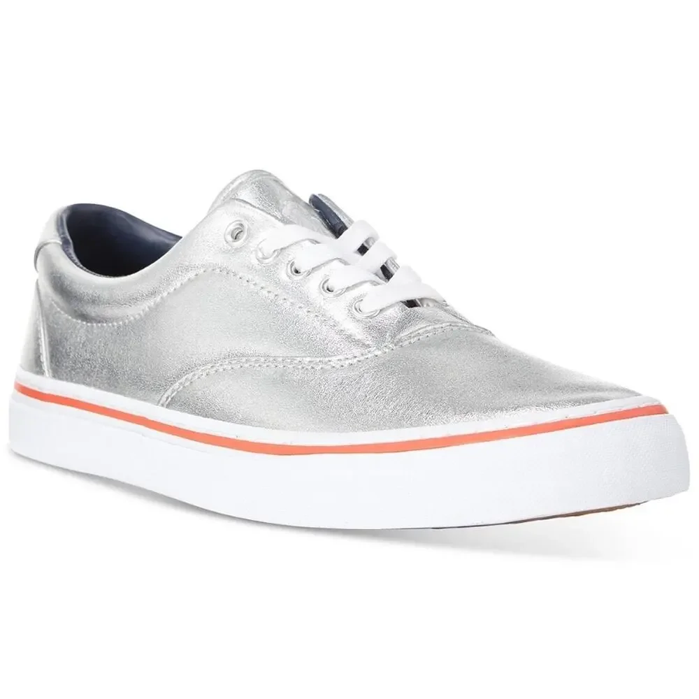 Polo Ralph Lauren Men's Silver Metallic Thorton Sneakers Size 8‎